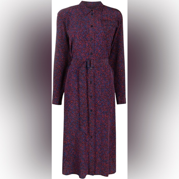 Kenzo Belted Silk Dress Micro Camo Pockets - Picture 2 of 16